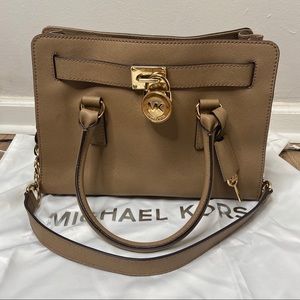Michael Kors Taupe Hamilton Satchel Purse